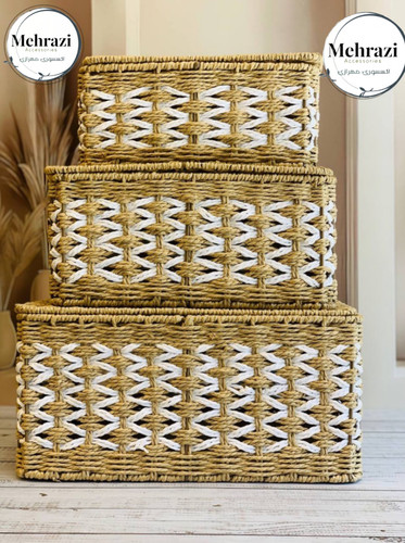 سبد حصیری سه تیکه وارداتی