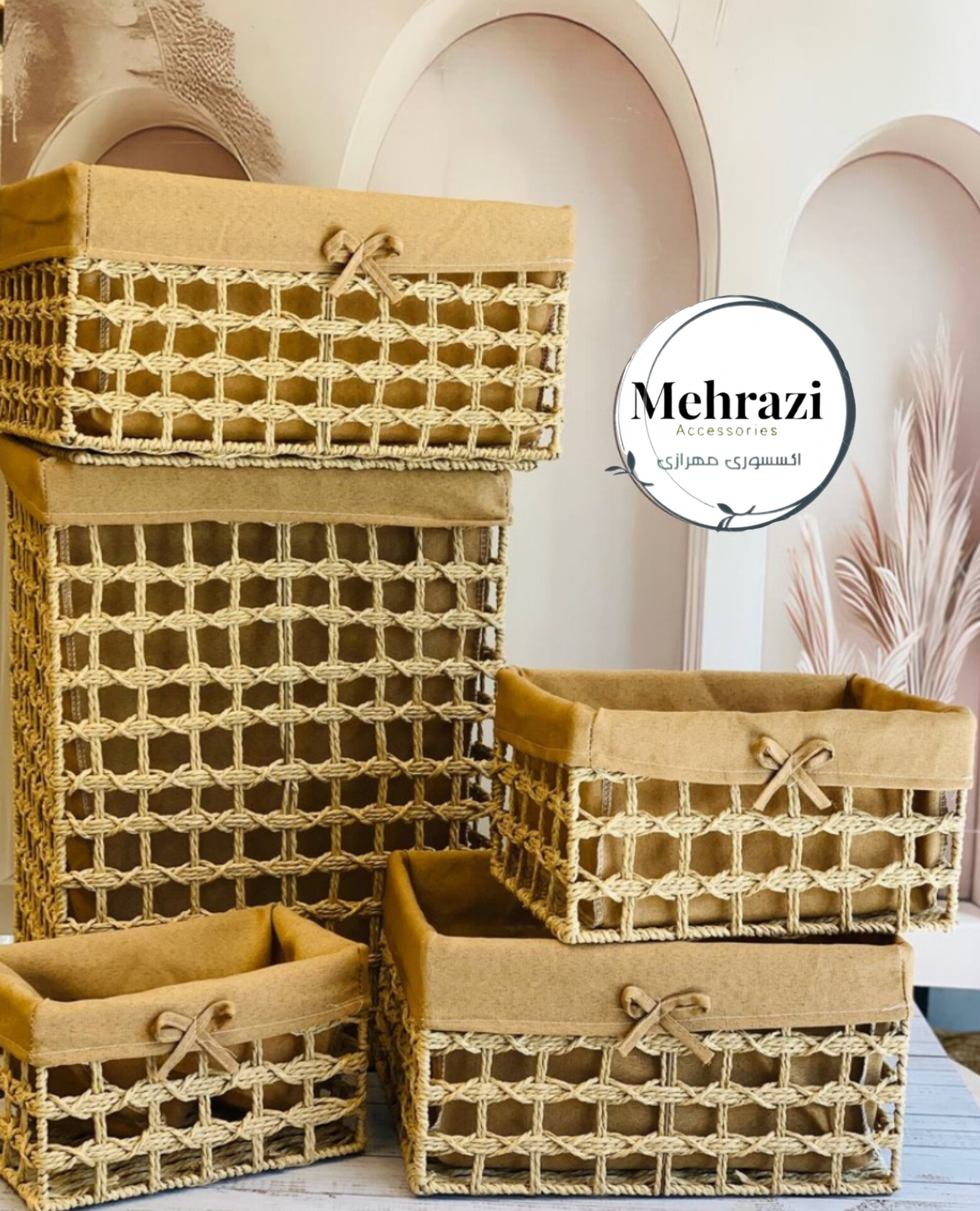 سبد حصیری ۵تکه